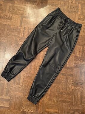 Zara Black Faux Leather Jogger Pants - Size XS